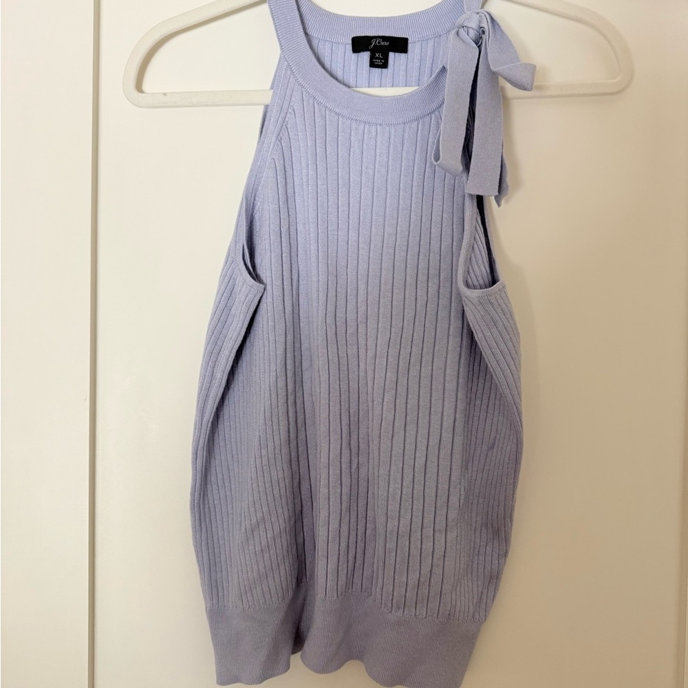J. Crew Lavender Ribbed Top with Bow Accent